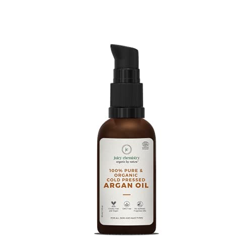 Juicy Chemistry Argan Oil, 30 ml | Pure, Cold-pressed & Organic Argan Oil for Moisturising Skin & Managing Dry, Frizzy Hair
