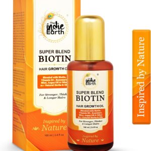 The Indie Earth Rosemary Mint Biotin Hair Oil For mulated with Biotin, Vitamin B5, Vitamin E, Rosemary, Mint, Argan Oil & other 21+ Natural Herbs & Oils