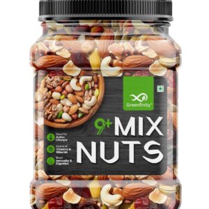“GreenFinity Healthy Nutmix Jar: Almonds, Cashews, Raisins & More”